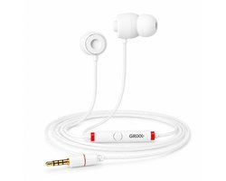 Grixx oordopjes met draad - 3.5mm jack - microfoon - handsfree bellen - wit