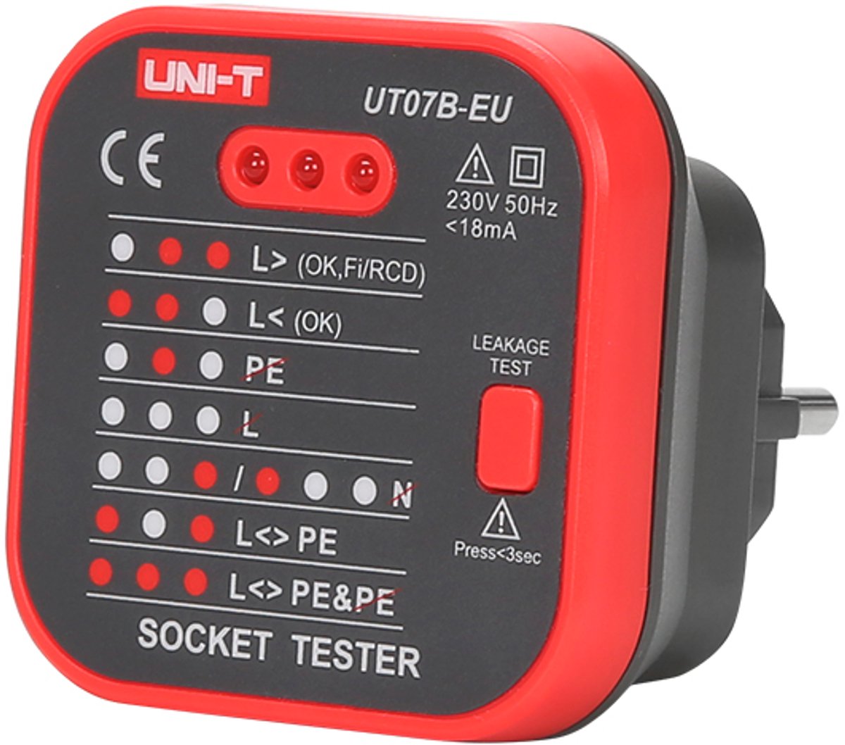 UNI-T Serie - Tester Voor Stopcontacten - RCD Functie - 230V AC - Compact en Lichtgewicht