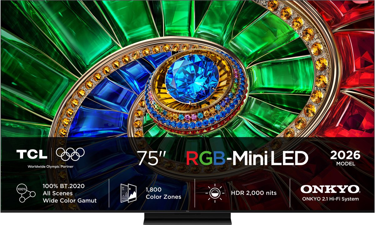 TCL RM7L 75RM7L tv 190,5 cm (75") 4K Ultra HD Smart TV Wifi Zwart 2000 cd/m²