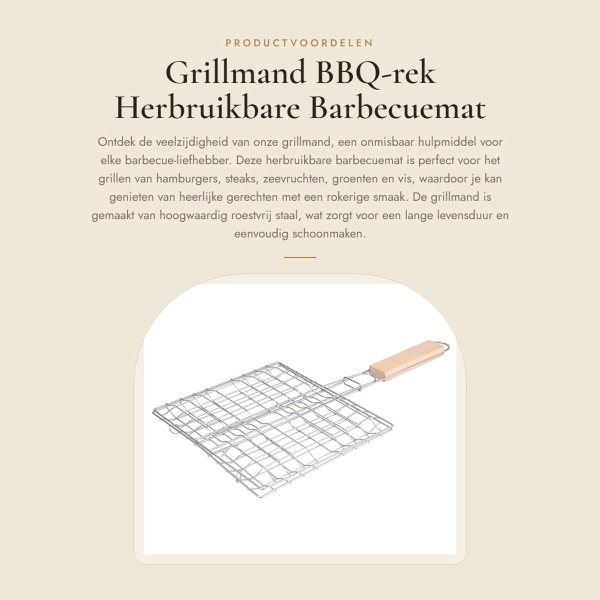 Dailygoods- Grillmand - Herbruikbare Barbecuemat - Draad - 21.5x19CM - Gelijkmatige Warmteverdeling - 170 gram - Grillrooster