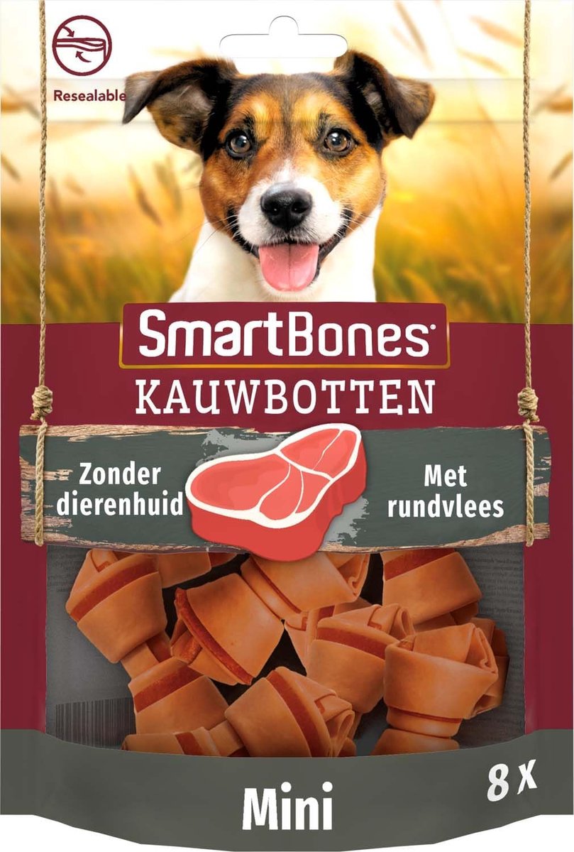 SnelShoppen - SmartBones Runder Mini Botten 128g - Kauwsnacks voor Honden zonder Rawhide - 8 Stuks - Gezond Snacken - Perfect voor Kleine Honden