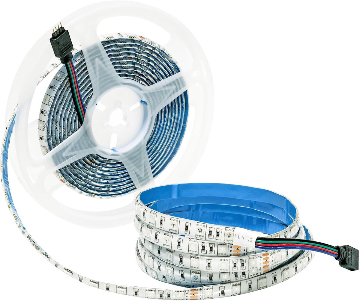 SnelShoppen - RGB LED Strip 24V 5M - Waterproof SMD 5050 - 300 LEDs - Kleurveranderende Lichtstrip voor Keuken, Slaapkamer, Tuin & Feesten