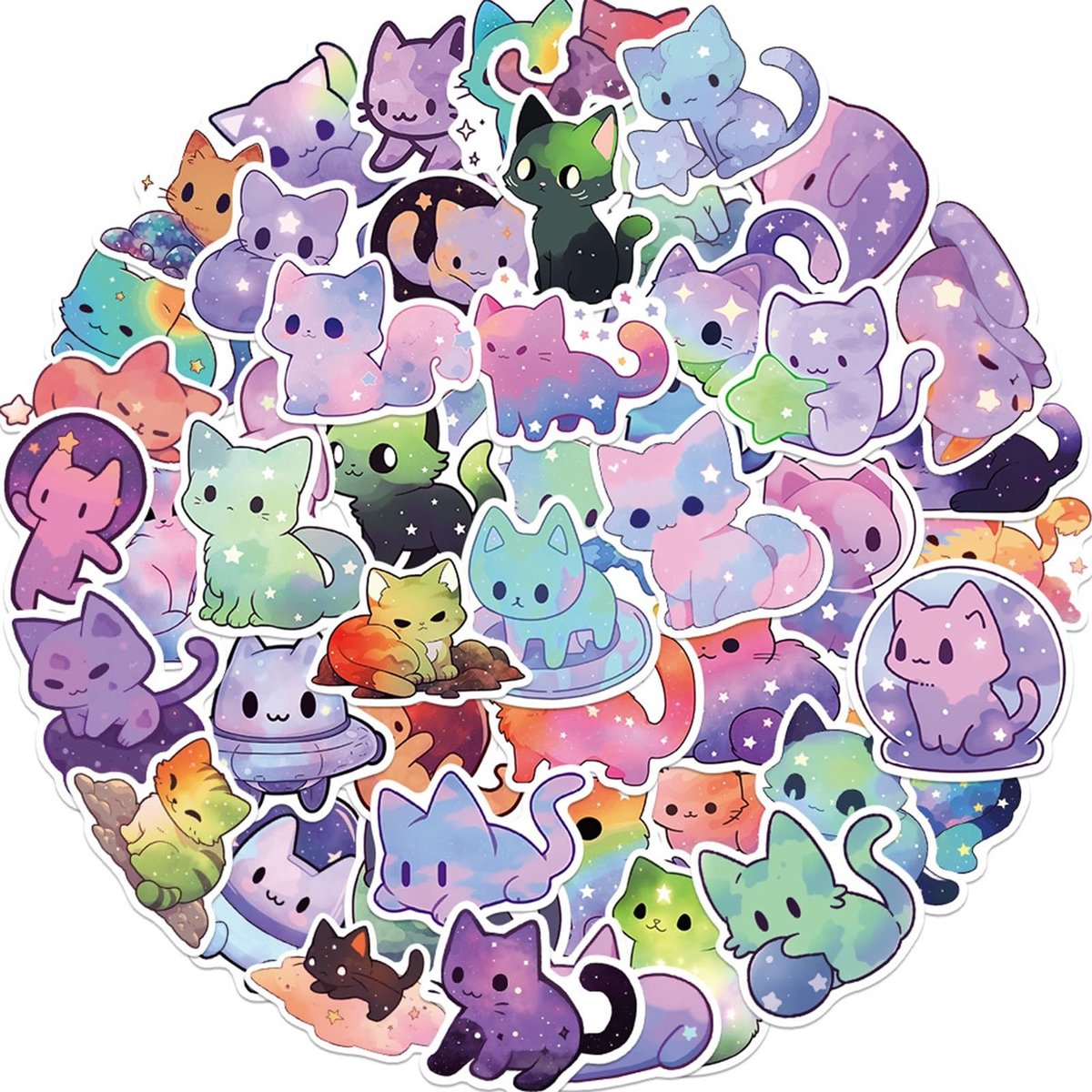 Inovra- Kattenstickers 100 stuks - Cartoonstijl - Waterdicht - Vinylstickers - Schattige katten - Kleurige ontwerpen - Stickers