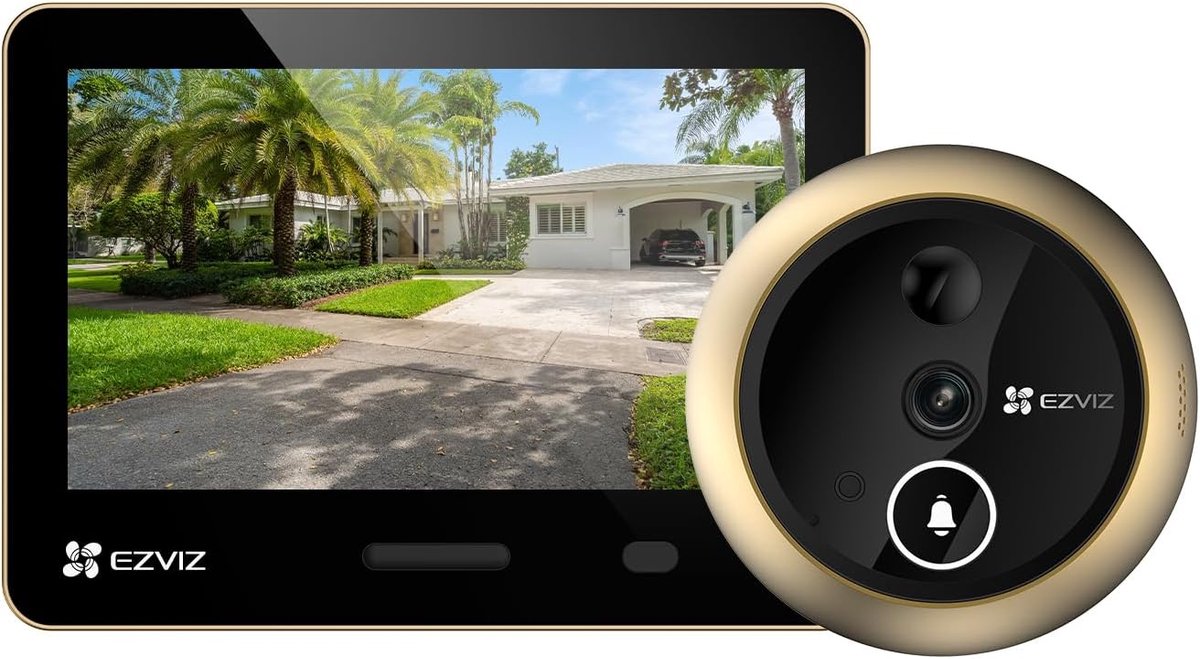 Thijox - 4K Deurspion Camera met 5,5 Inch Kleurentouchscreen, AI Gezichtsherkenning, Menselijke Detectie, Tweewegsaudio, Digitale Deurspion, Goud, Ide