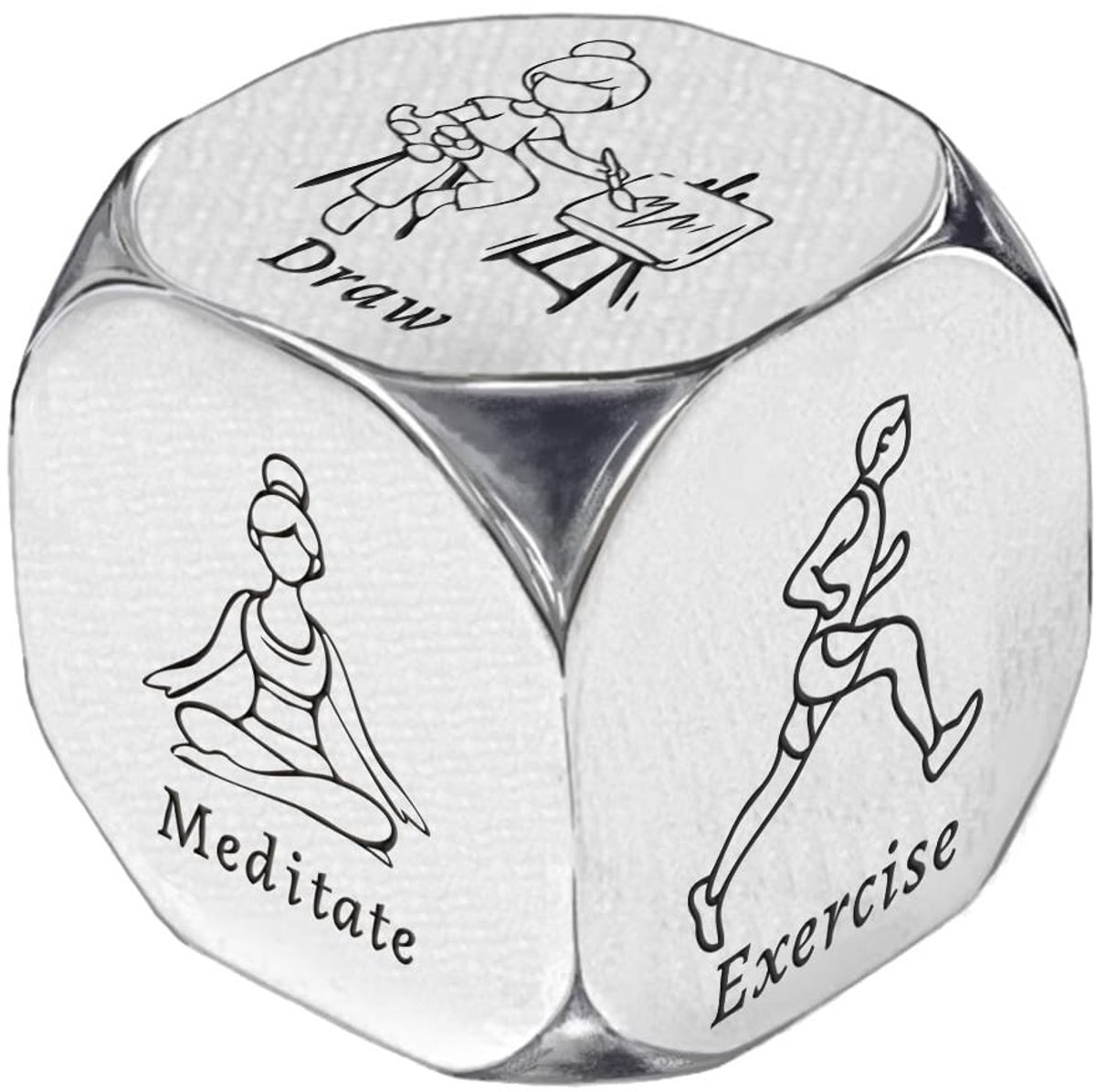 Dailygoods- Dobbelstenen Set - Roestvrij Staal - Geschenkdoos - Stress Relief - Meditatie - Geestelijke Gezondheid - Zelfzorg - Beslissingsdobbelstenen