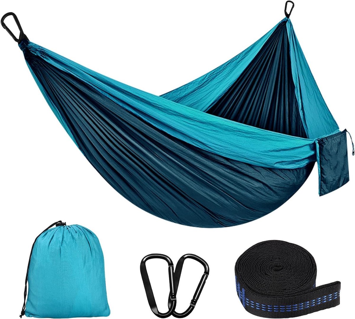 Ultralichte Hangmat voor Buiten - 300kg Draagvermogen, Ideaal voor Kamperen, Tuin en Strand - Ademend Parachute Nylon, Verkrijgbaar in Enkel en Dubbel formaat