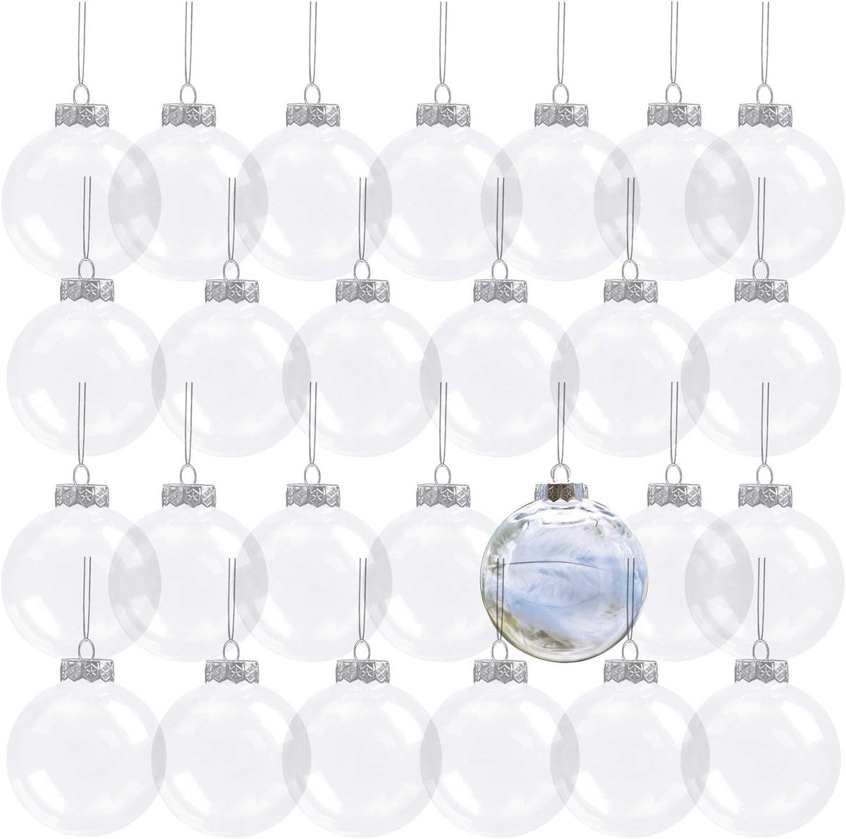 Thijox - 30 Stuks Doorzichtige Plastic Vulbare Kerstballen 8 cm - Herbruikbare DIY Ornamenten voor Kerstboom, Bruiloft en Feestdecoratie
