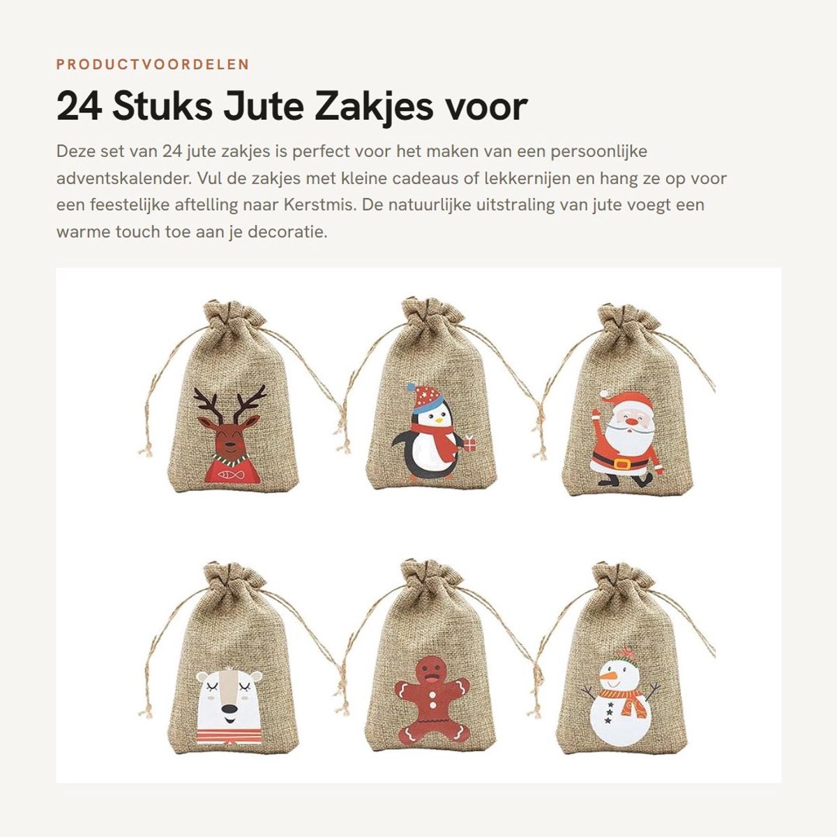 Dailygoods- Adventskalender 24 Stuks - Jute Zakjes - Doe-het-zelf - Kerstcadeauzakjes - Trekkoord - Kleurrijke Ontwerpen - Cadeauzakjes