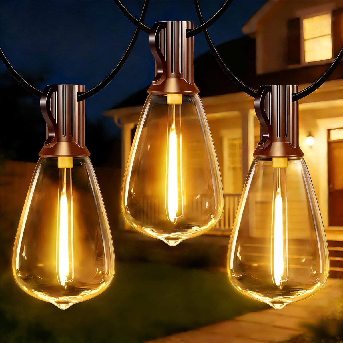 Thijox - LED Lichtslang voor Buiten 10m met 15+1 ST38 Lampen, Dimbaar met Afstandsbediening, Timer, Waterdicht voor Tuin, Terras, Paviljoen, Feestverl