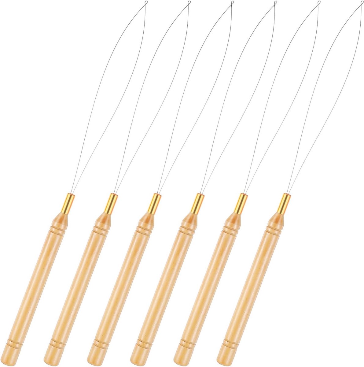 Set van 6 Baardkralen met Haak Tool voor Haar Extensions en Nadenken - Ideaal voor Haaraccessoires en Versieringen