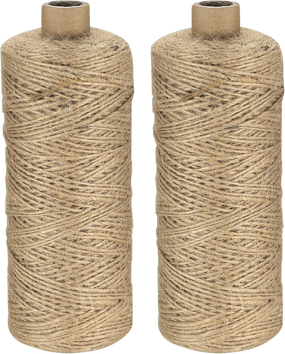 Jute Touw 1 mm x 400 m - Sterk en Duurzaam Tuin Touw, Knutsel Touw, en Krabpaal Touw voor Creatieve Projecten en Tuinieren