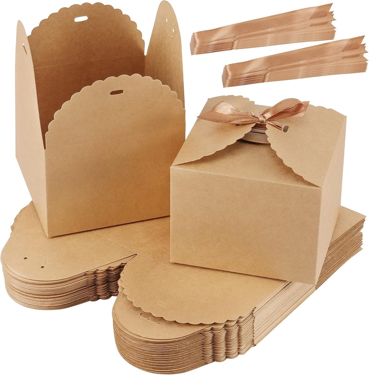 30 Stuks Bruine Cadeau Dozen van Kraftpapier met 30 Ribbons voor Verjaardagsfeesten en Bruiloften