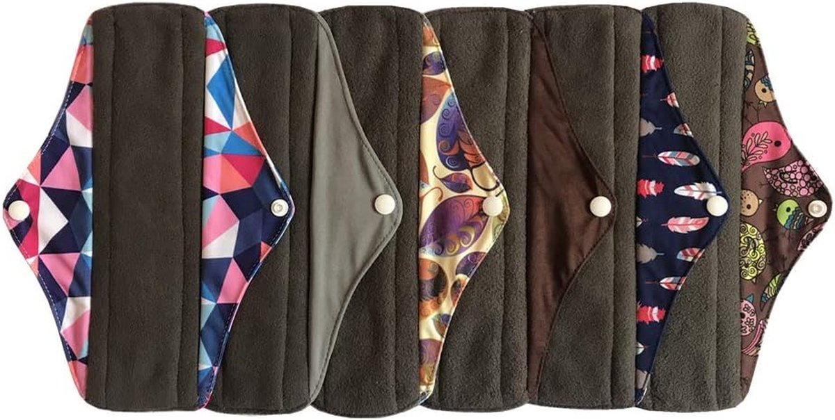 Herbruikbare Pads - Mama Doeken - Persoonlijke Hygiëne - Waterdichte Laag - 6 Stuks - Bruin