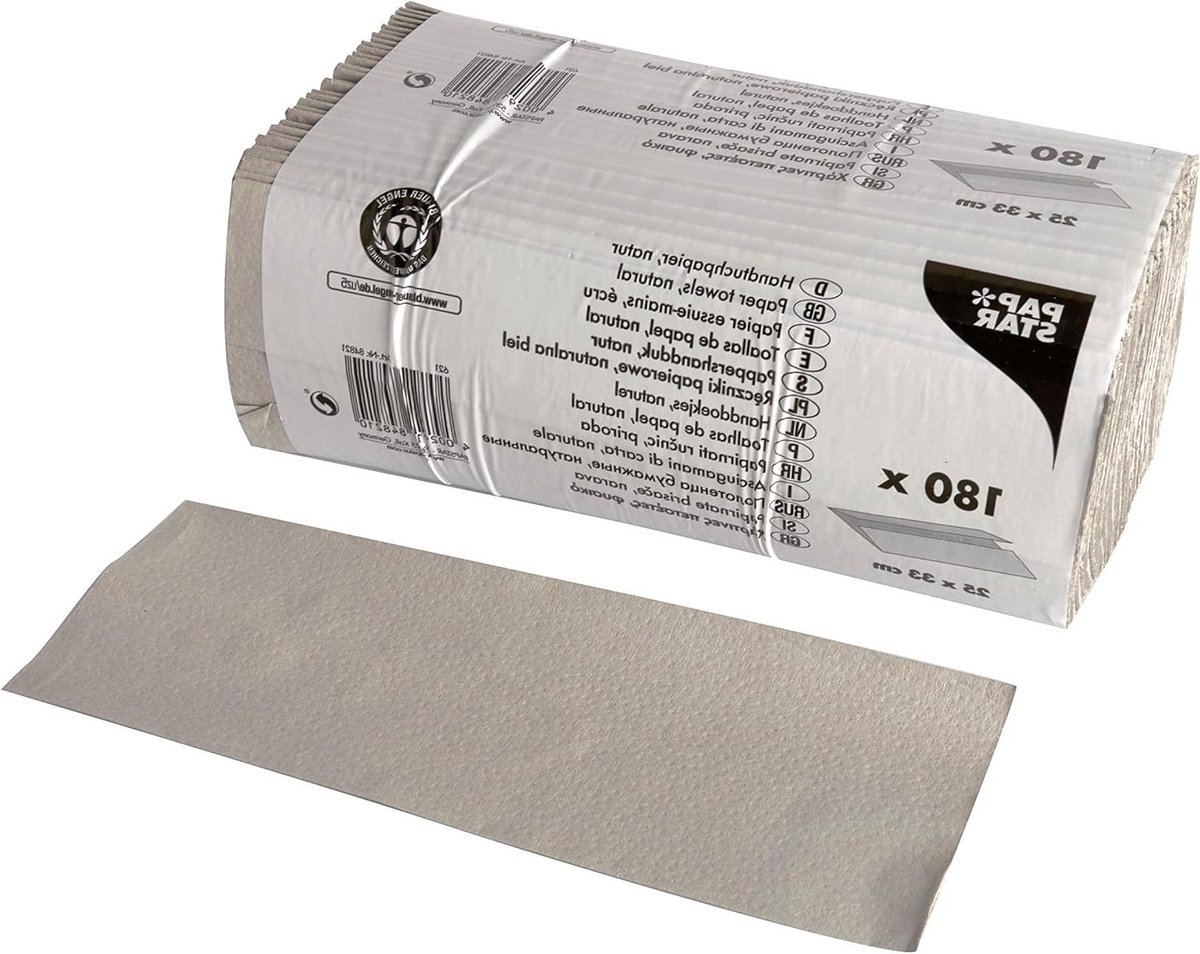 Papieren Handdoeken - Tafelpapier - Handen Drogen - C-Vouw - 180 Vel - Naturel