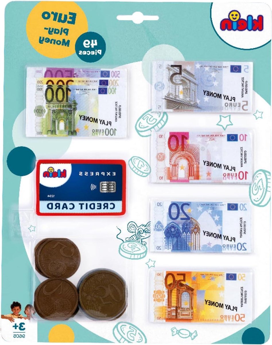 Speelgeld Set - Nepgeld Euro - Kinderspel Winkelen - Inclusief Munten Kaart - 37 Biljetten 11 Munten - Meerkleurig