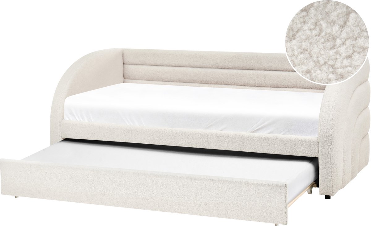 ALBIAC - Onderschuifbed - Wit - 90 x 200 cm - Bouclé