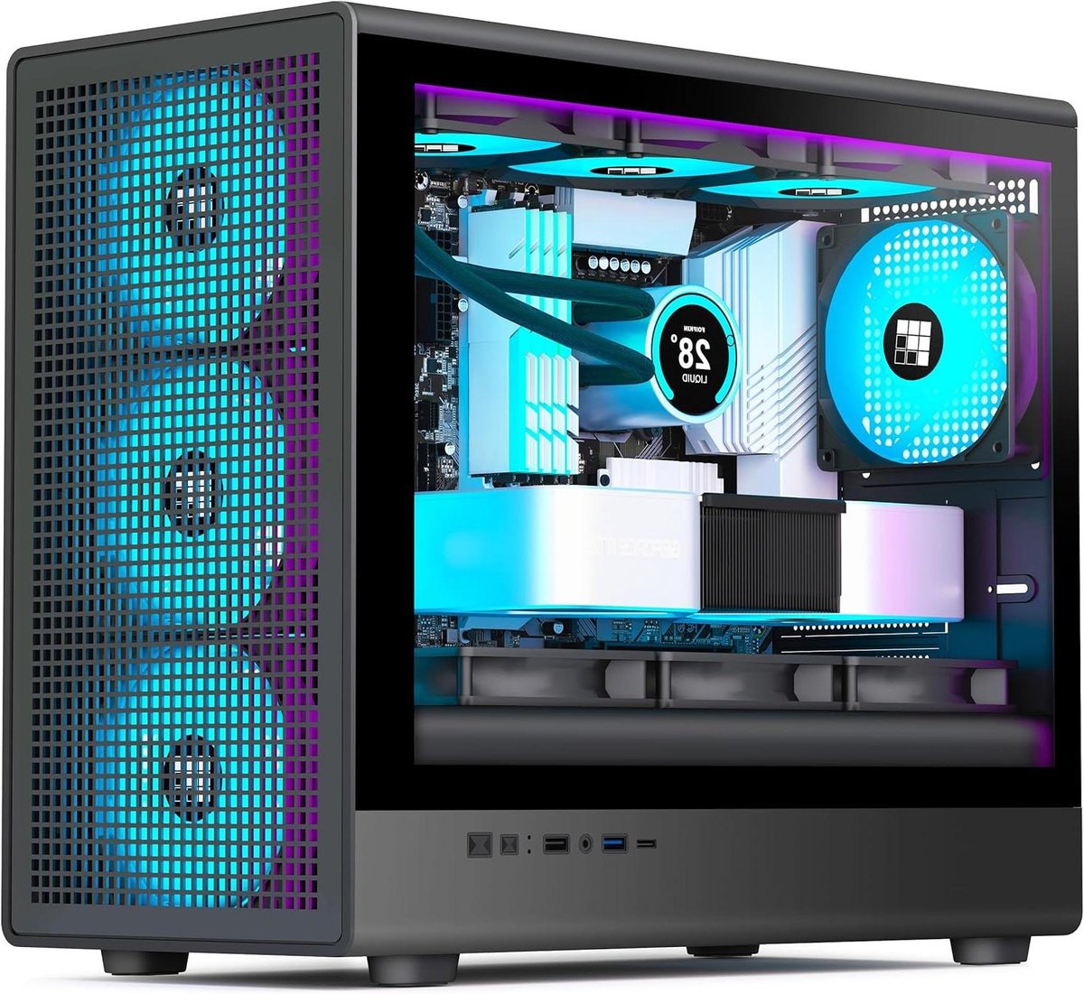 PC Behuizing - Computer Chassis - Componenten Beschermen - Verhoogde Luchtstroom - MicroATX - Zwart