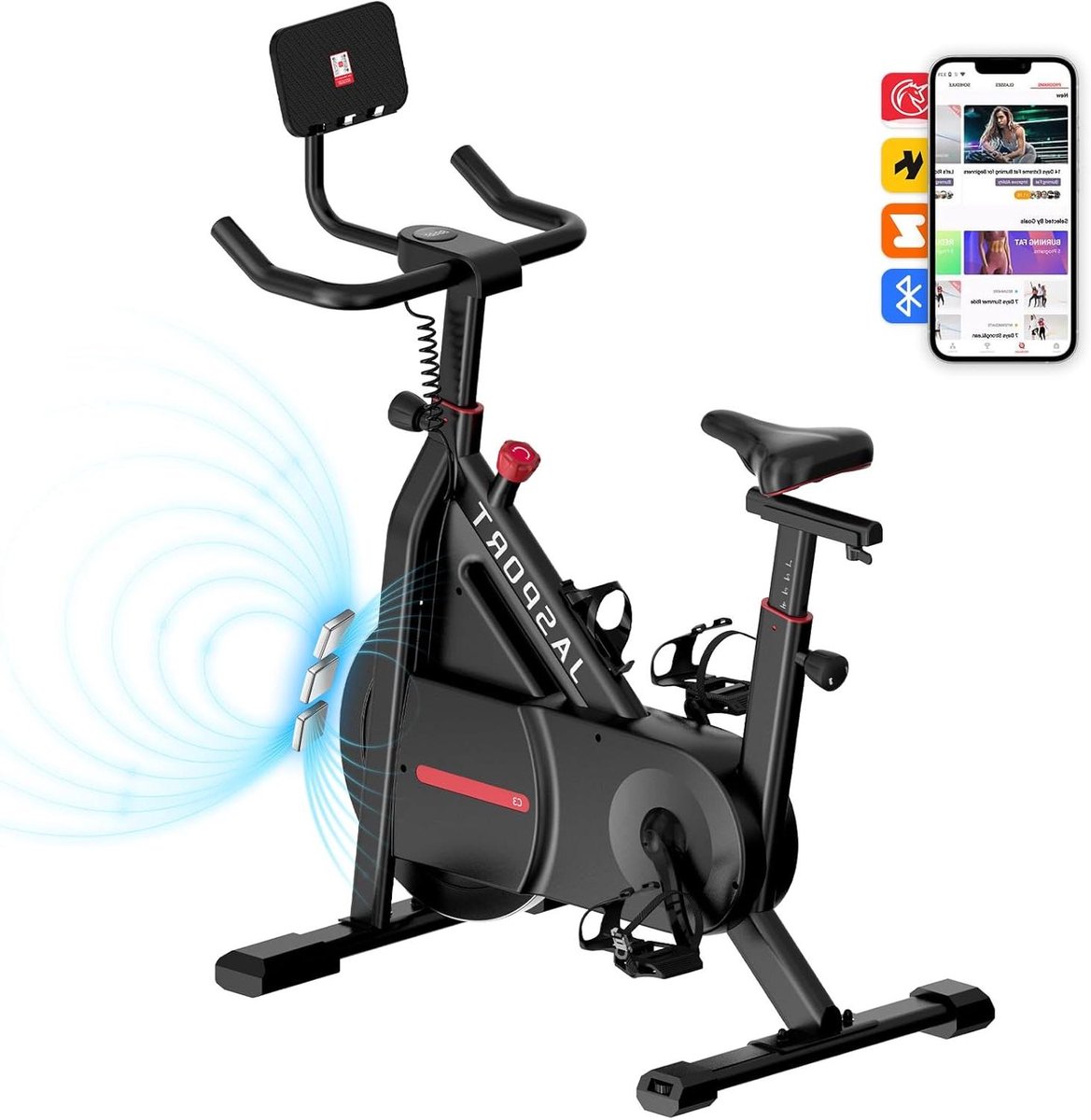 Hometrainer Fiets - Binnenshuis Fitness - Cardio Training - Stille Magneetweerstand - 125 cm Hoog - Zwart