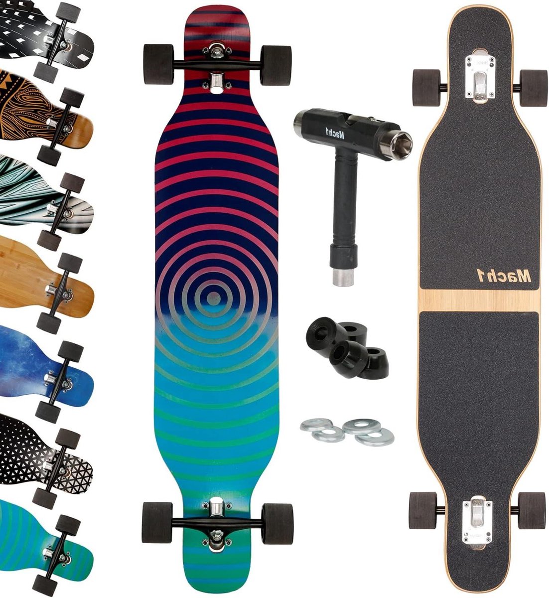 Camber Longboard Drop Through Board Cruisen en Glijden Keramische Lagers 106 cm Lengte