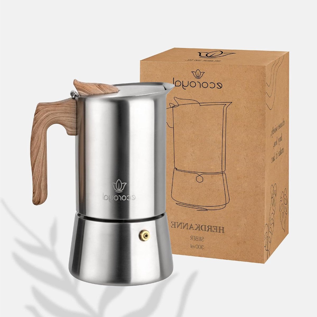 Espresso Maker - Moka Pot - Koffie Zetten - Aluminiumvrij Roestvrij Staal - 300 ml - Zilverkleurig