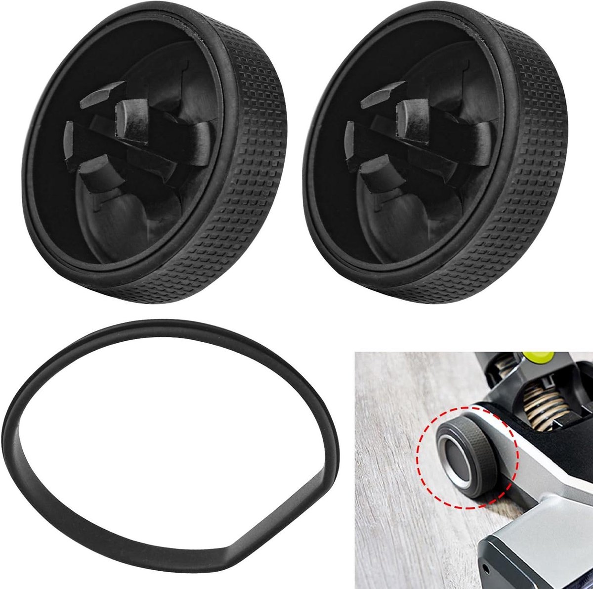 Vervangende Wielen - Gasket Set - Stofzuiger Onderhoud - Stil en Antislip - 2 Sets - Zwart