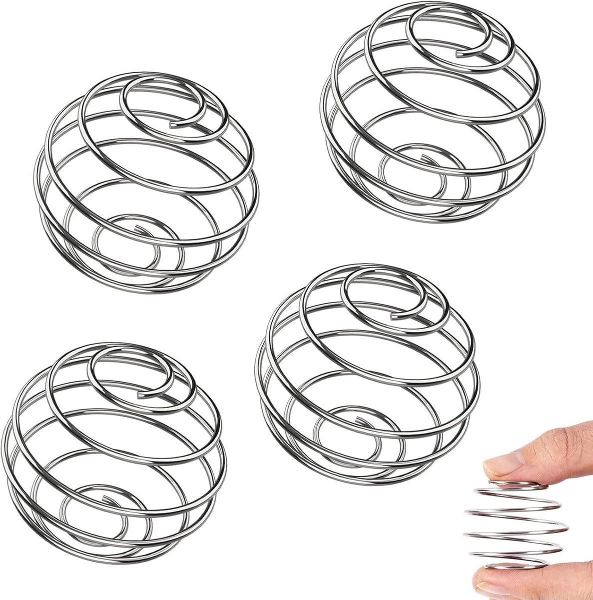Thijox - 4 stuks roestvrij stalen proteïneshaker met metalen shakebal, blender voor proteïneshakes, gemengde dranken, sport en fitness, ideaal voor th