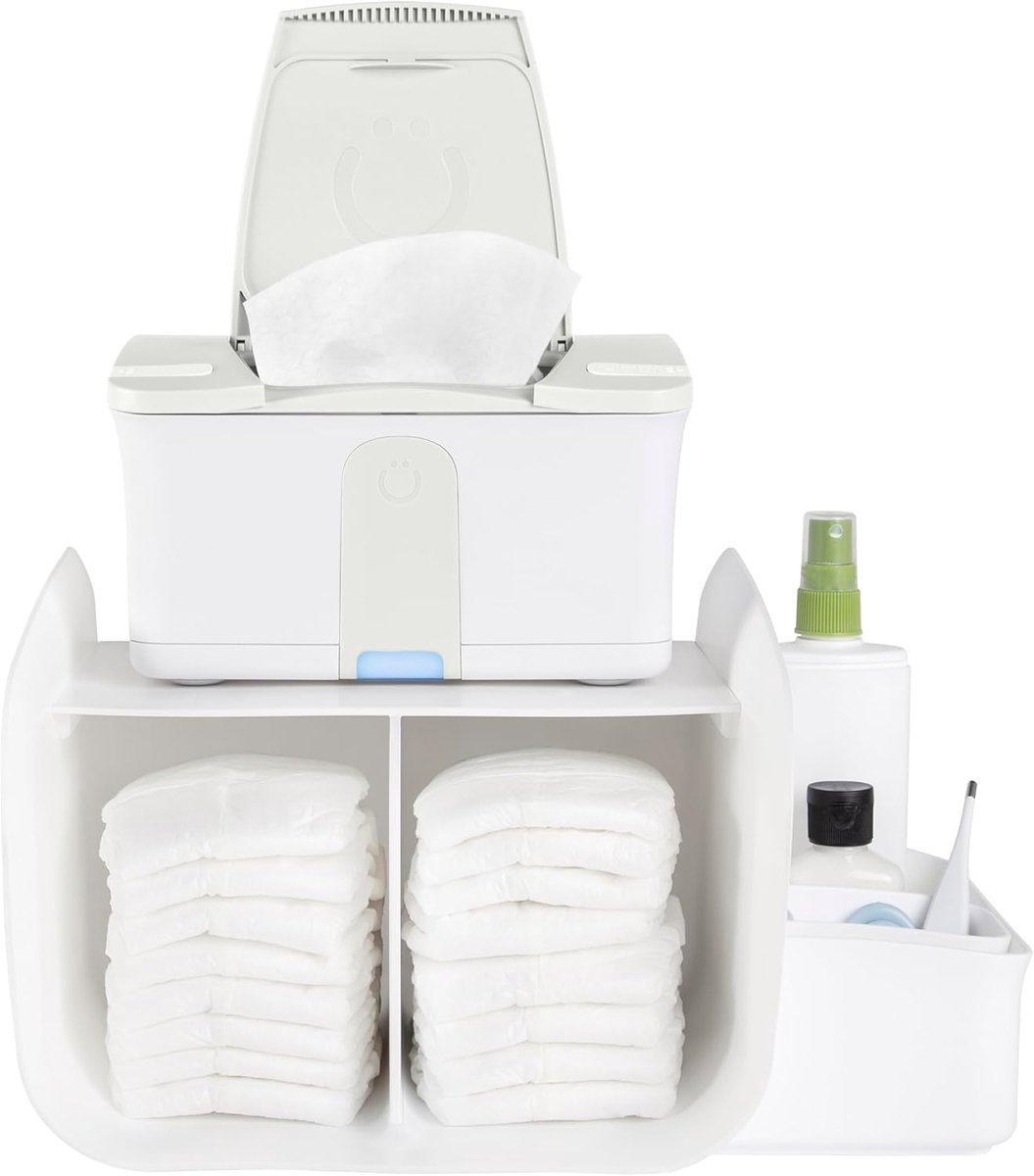 SnelShoppen - Ubbi Luiercaddy Organizer voor Baby, Opbergtas voor Luiers, Doekjes en Babyaccessoires, Tafelorganizer voor Kinderkamer, Witte Luieropbe