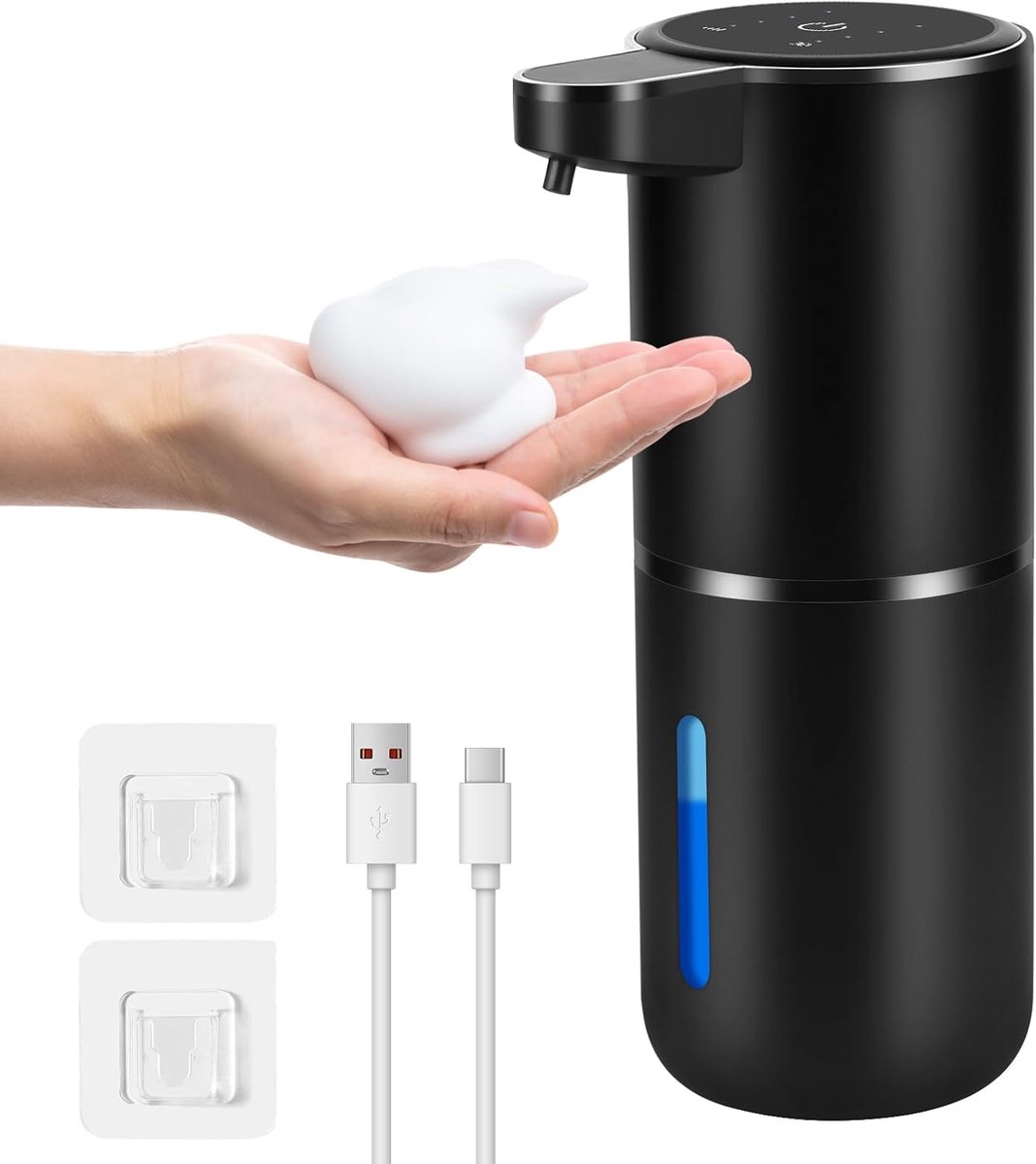 Thijox - Automatische Zeepdispenser Elektrisch met Sensor, Schuimzeep, USB-oplaadbaar, 4 Instellingen, Wandbevestiging, Ideaal voor Keuken en Badkamer