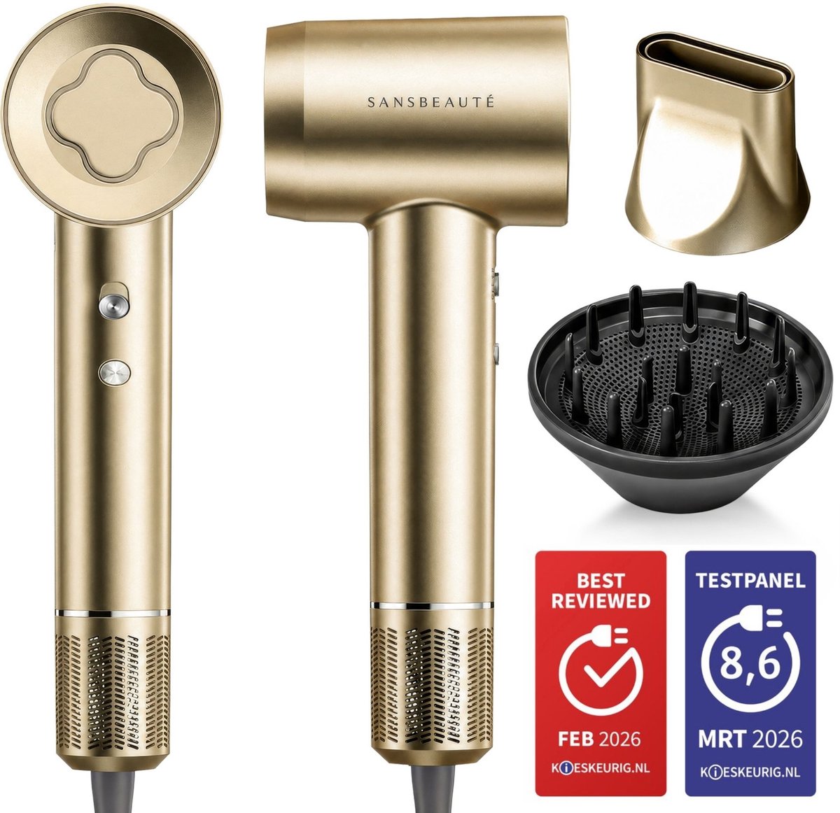 Sansbeauté Föhn met Diffuser - Krullen - 110.000RPM - Sansbeauté® - €86,62