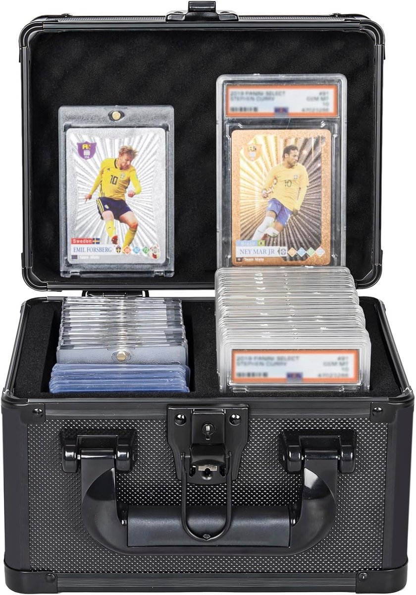 SnelShoppen - Graded Card Case Aluminium Opbergdoos voor 40 Sport Trading Cards - Geschikt voor PSA, CSG, BGS en Top Loaders - 9"×6.7"×7.1" - Duurzaam