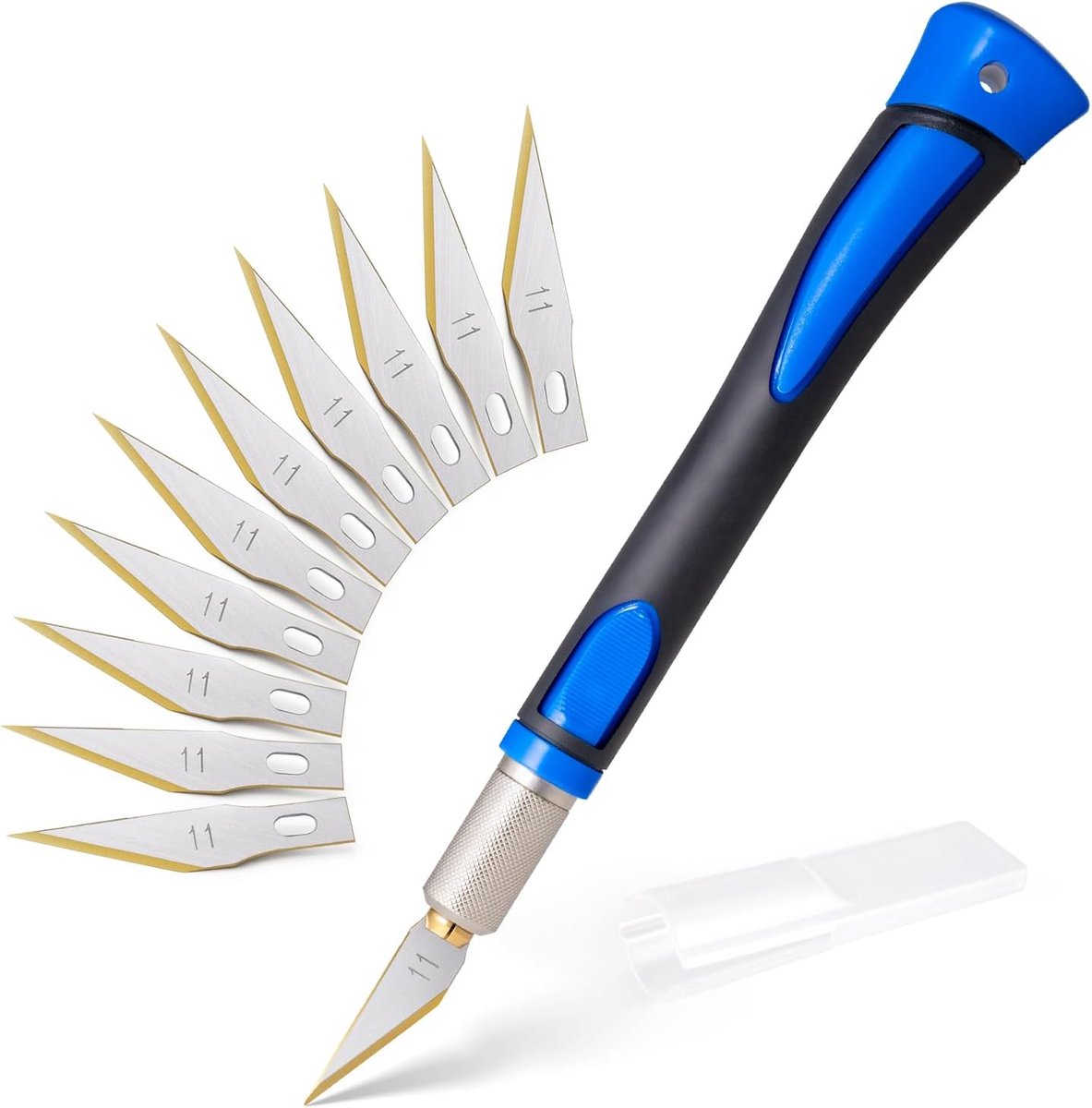 Thijox - Knutselmes Scalpelset - Mini-Titanium Scalpelmes met Softgrip - Inclusief 10 Roestwerende Reservemesjes - Carving Craft Mes en Cuttermes - Bl