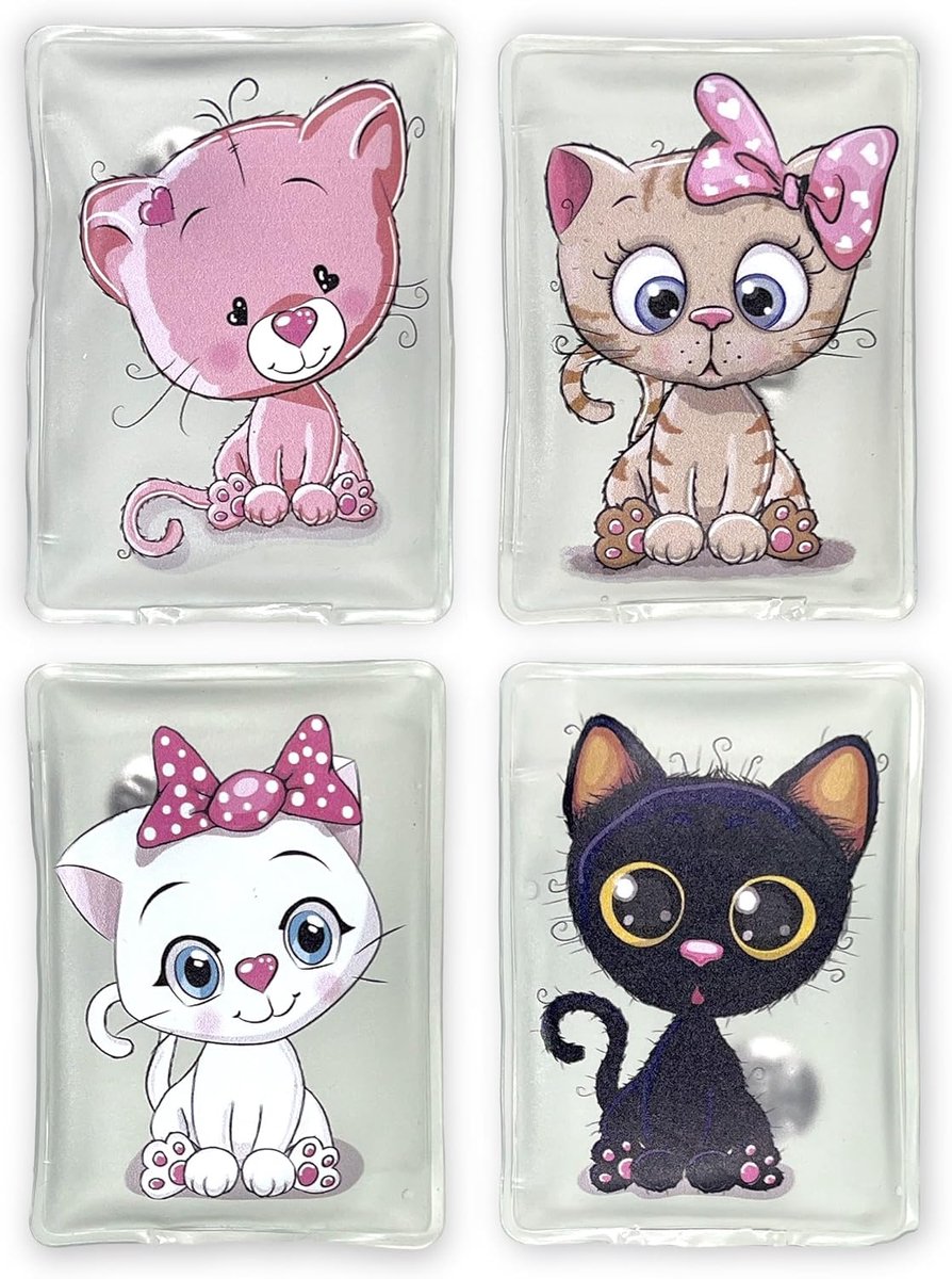 Thijox - Handwarmers Set van 4, Herbruikbare Warmtezakjes met Schattige Katten Motieven, Perfect voor Koude Dagen en Onderweg, Draagbare Warmtepads va