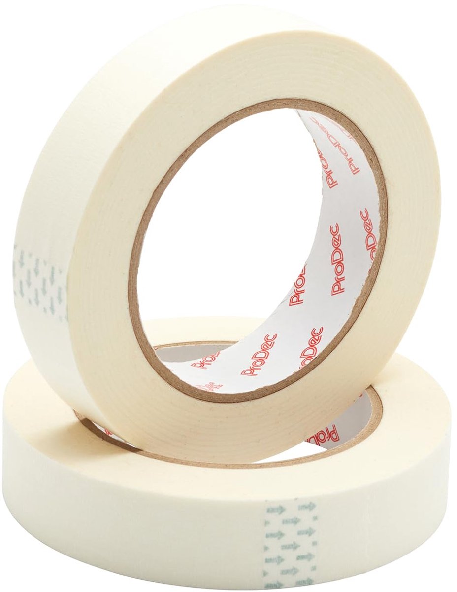 Thijox - ProDec Twin Pack 1 inch x 50m Multi Surface Masking Tape - Schilderstape voor scherpe verf lijnen, 25mm breed, crêpepapier, decorateurs tape