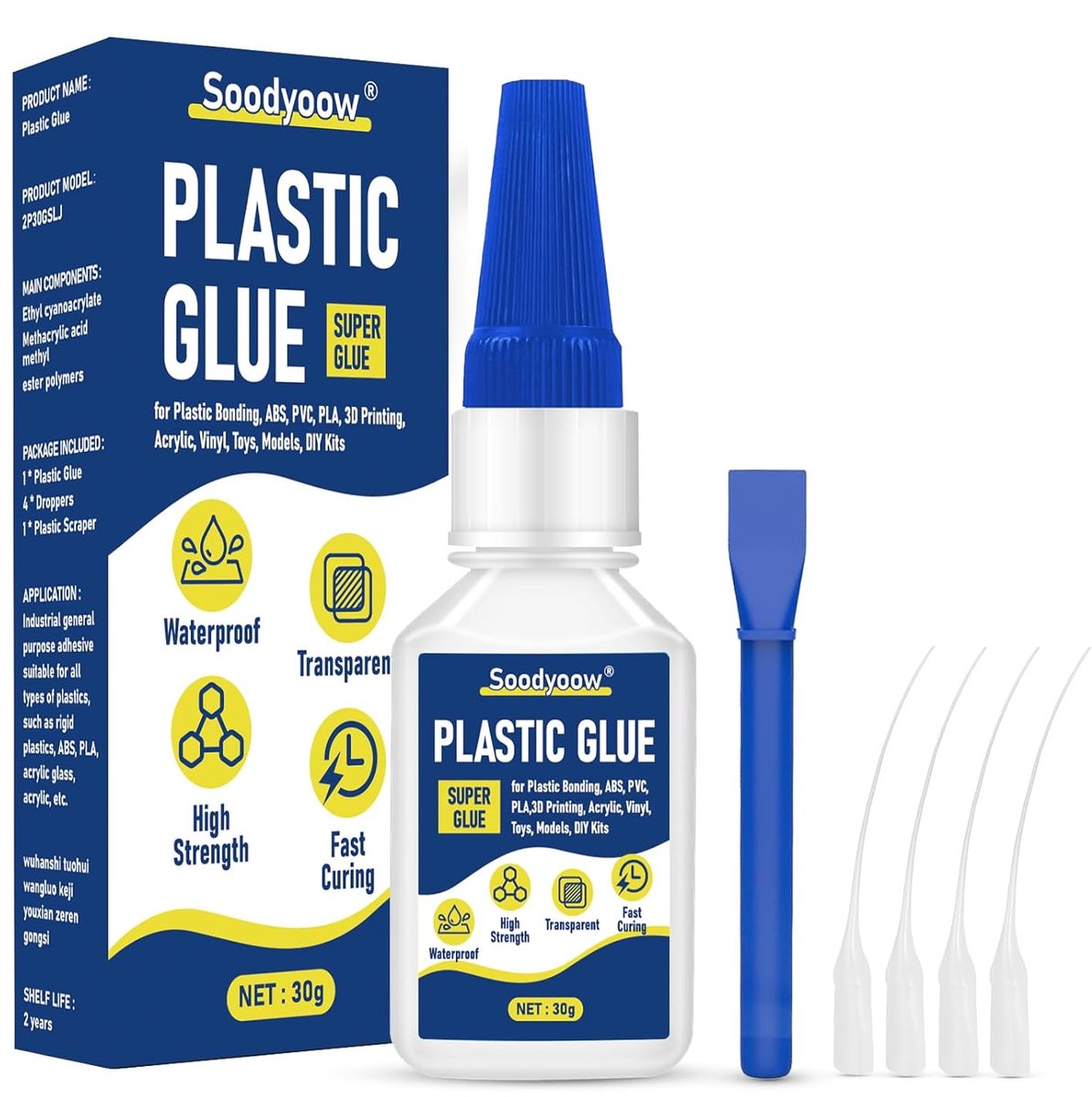 SnelShoppen - 30g Super Strong Adhesive voor PLA, ABS, Plastic, Modellen, Acrylglas, 3D Print - Krachtige, Sneldrogende Lijm voor Amateur en Professio
