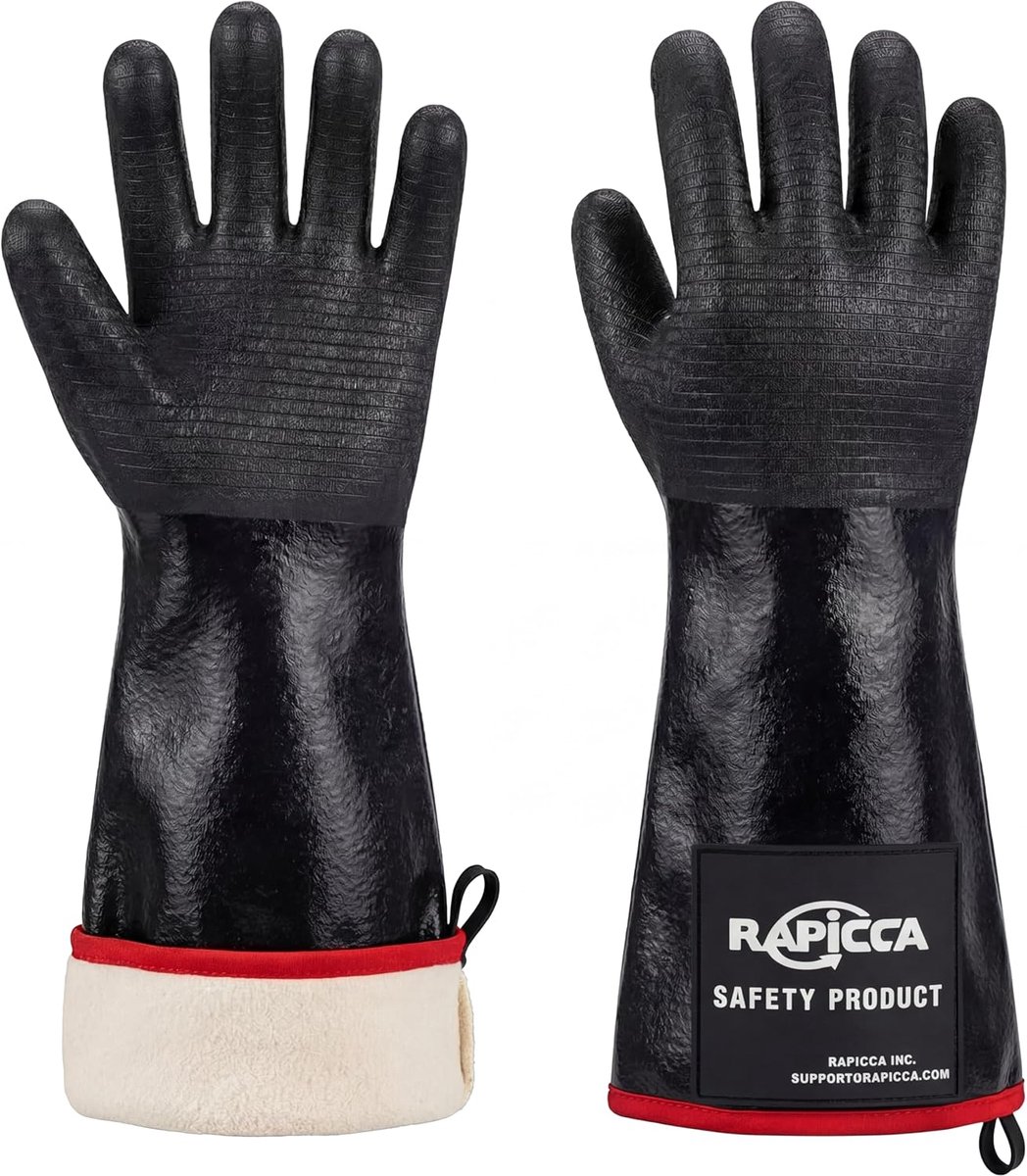 SnelShoppen - BBQ-Handschoenen Hittebestendig XL - Waterdicht, Oliebestendig, Neopreen Rubber, 43.2cm voor Grill, Roker, Koken, Barbecue - Ideaal voor
