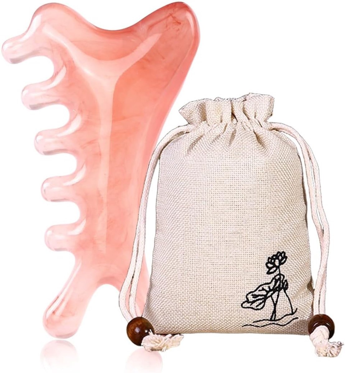 Thijox - Massagekam van hars met brede tanden - Hoofdmassage en Acupunctuur - Ronde Tandkam - Gua Sha Massagegereedschap - 1 stuk