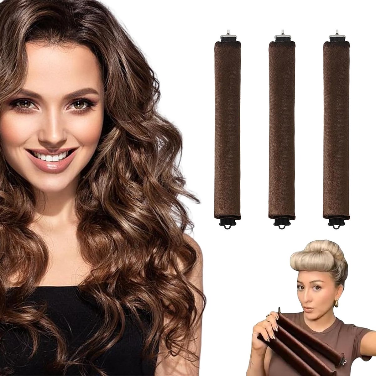 Thijox - 3 stuks Heatless Krulband, Nachtelijke Krulspelden zonder Hitte voor Lang en Gemiddeld Haar, Fluwelen Overnight Blowout Krulband voor Gezonde