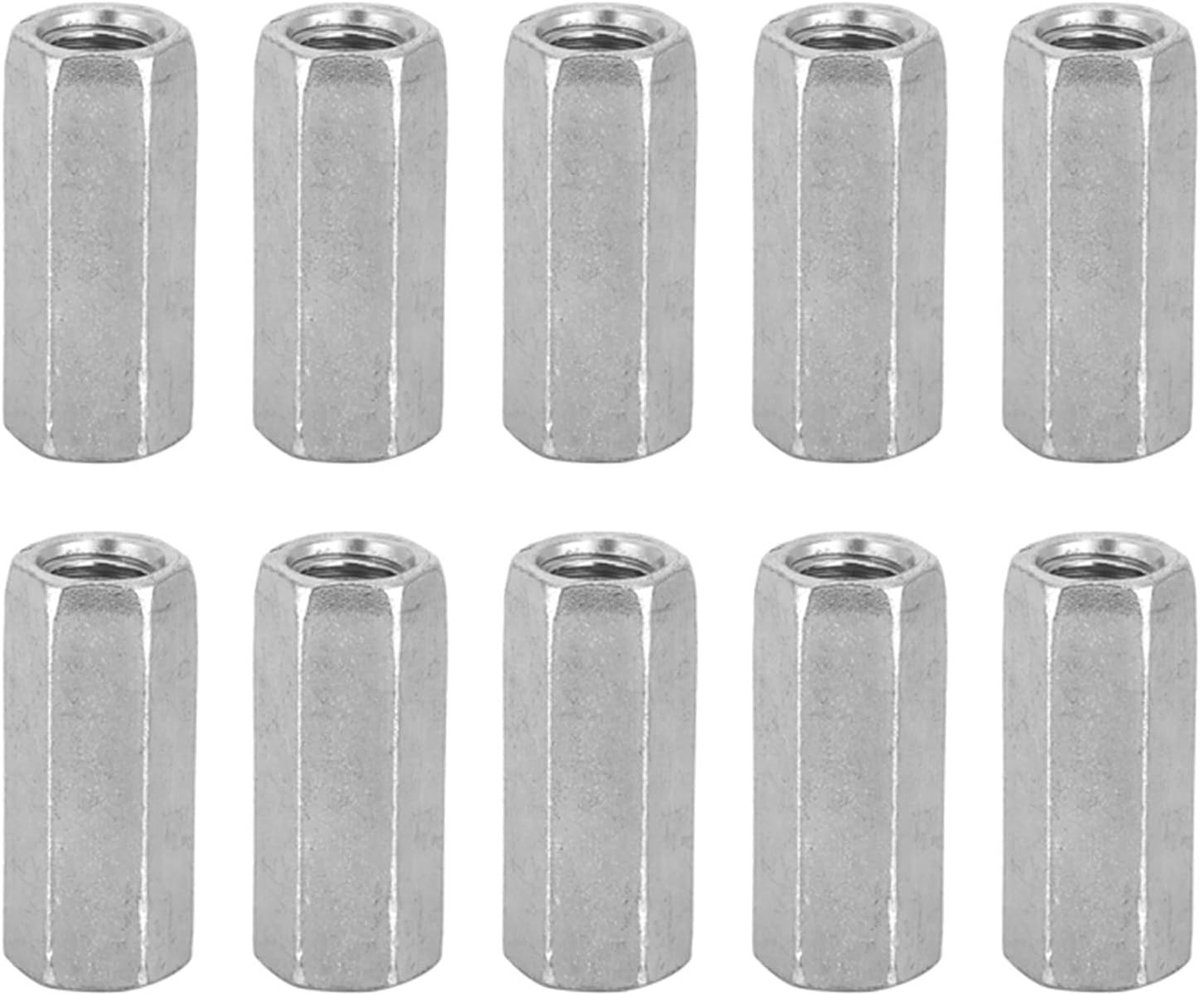 M8 x 30 Moeren van Gegalvaniseerd Koolstofstaal, 10 Stuks, Lange Stangmoeren voor Industriële Bevestiging en Montage