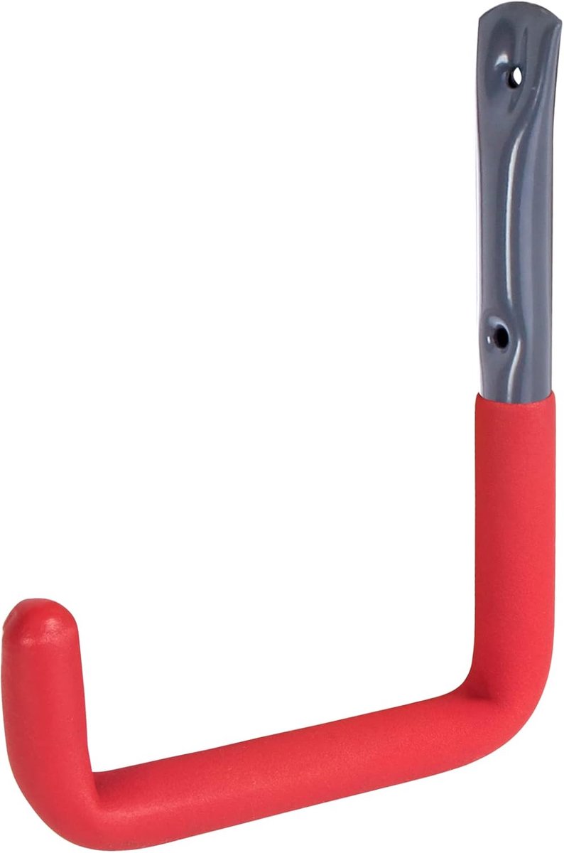 Thijox - Wandhaak Ø18 mm met Rood Rubber Grijs, Opberghaak voor Gereedschap, Surfplanken, Tuin en Keuken, Verkrijgbaar in Diverse Maten