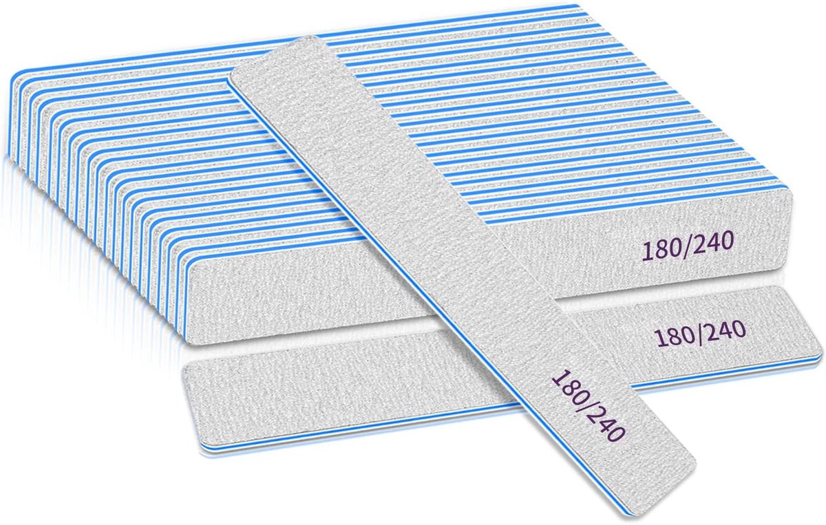 Thijox - Nagelvijlen voor Natuurlijke en Kunstnagels, Dubbelzijdige Nagelvijlen Korrel 180/240, Professionele Manicure, Duurzaam Emery Materiaal, Voor