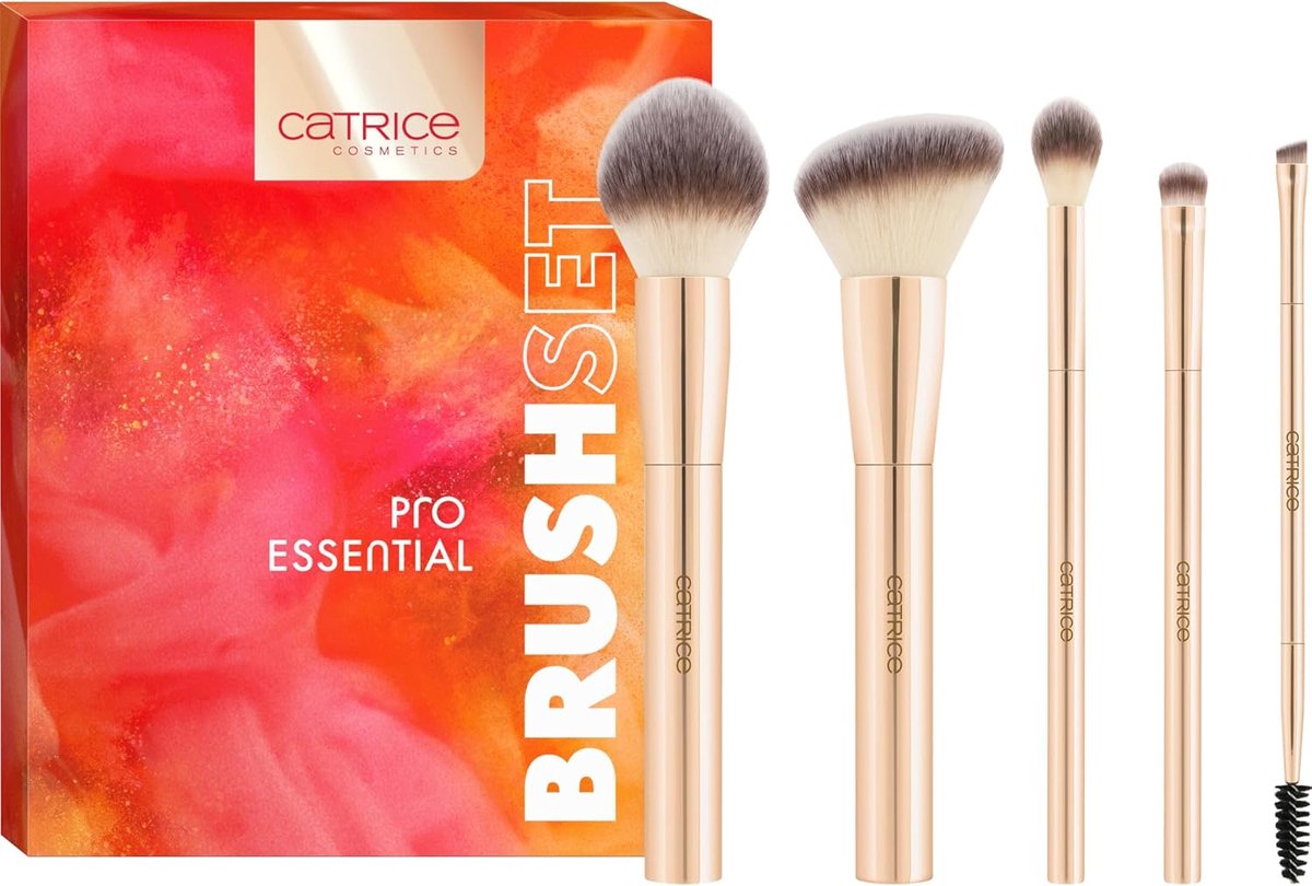 Thijox - Catrice Pro Essential Kwastenset - Luxe Goudlook - 5 Must-Have Make-up Penseelset voor Gezicht en Ogen - Ideaal voor Poeder en Crème - Perfec