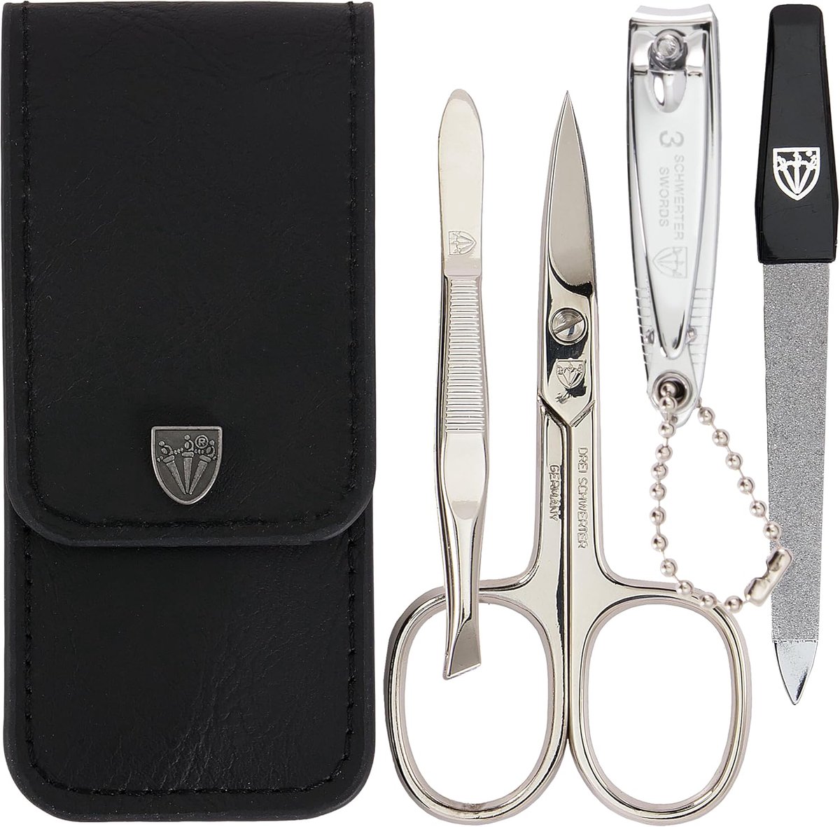 Thijox - 4-delige nagelverzorgingsset 'Capri' | Professionele manicure en pedicure set | Echtleren etui | Inclusief nagelschaar, nagelknipper, pincet,