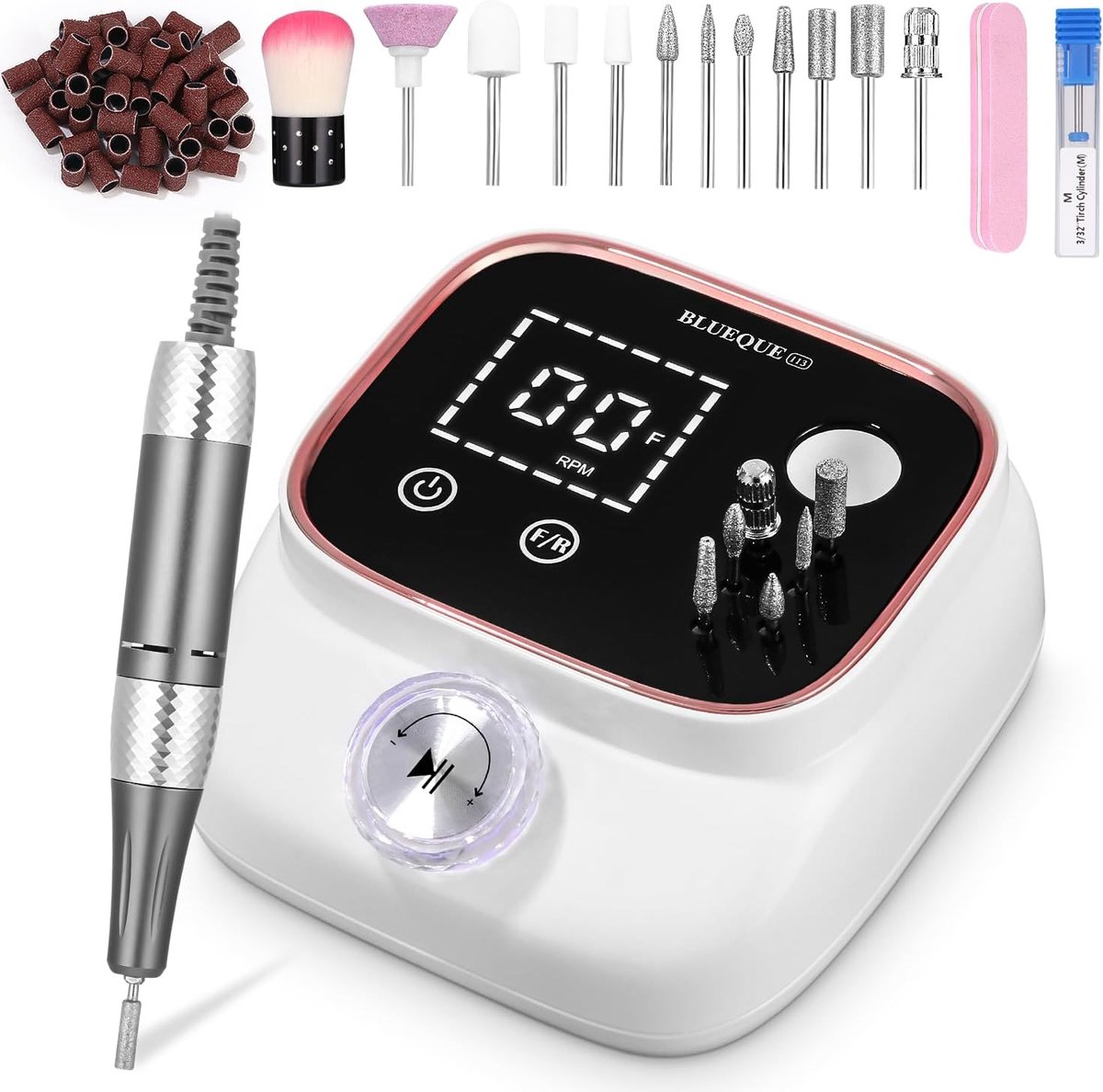 Thijox - Elektrische Nagelknipper voor Gelnagels, Professionele Nagelvijl 45000 RPM met LCD-scherm, Manicure Pedicure Accessoireset voor Thuisgebruik