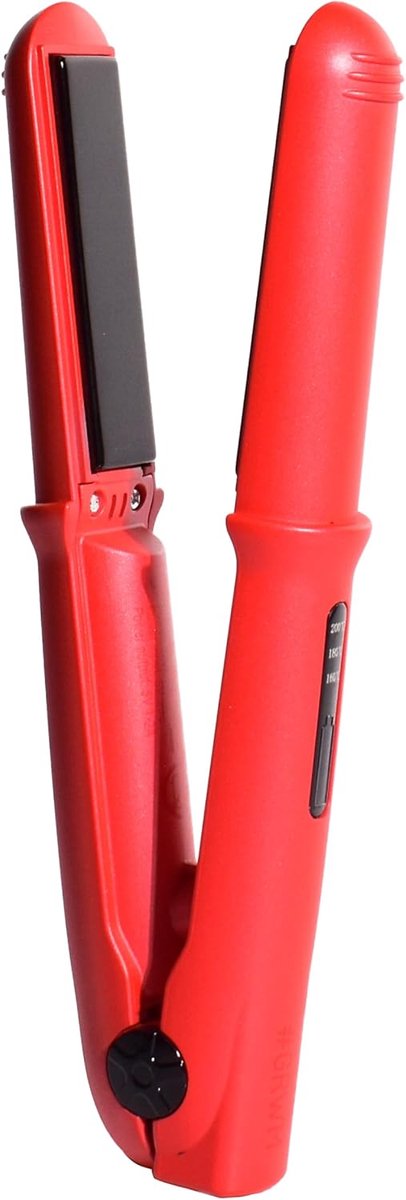 Thijox - Mini Draadloze Stijltang voor Haar, USB Oplaadbaar, Compact Reisformaat, Temperatuur Instelbaar tot 200 °C, Rood - Perfect voor Thuis en Onde