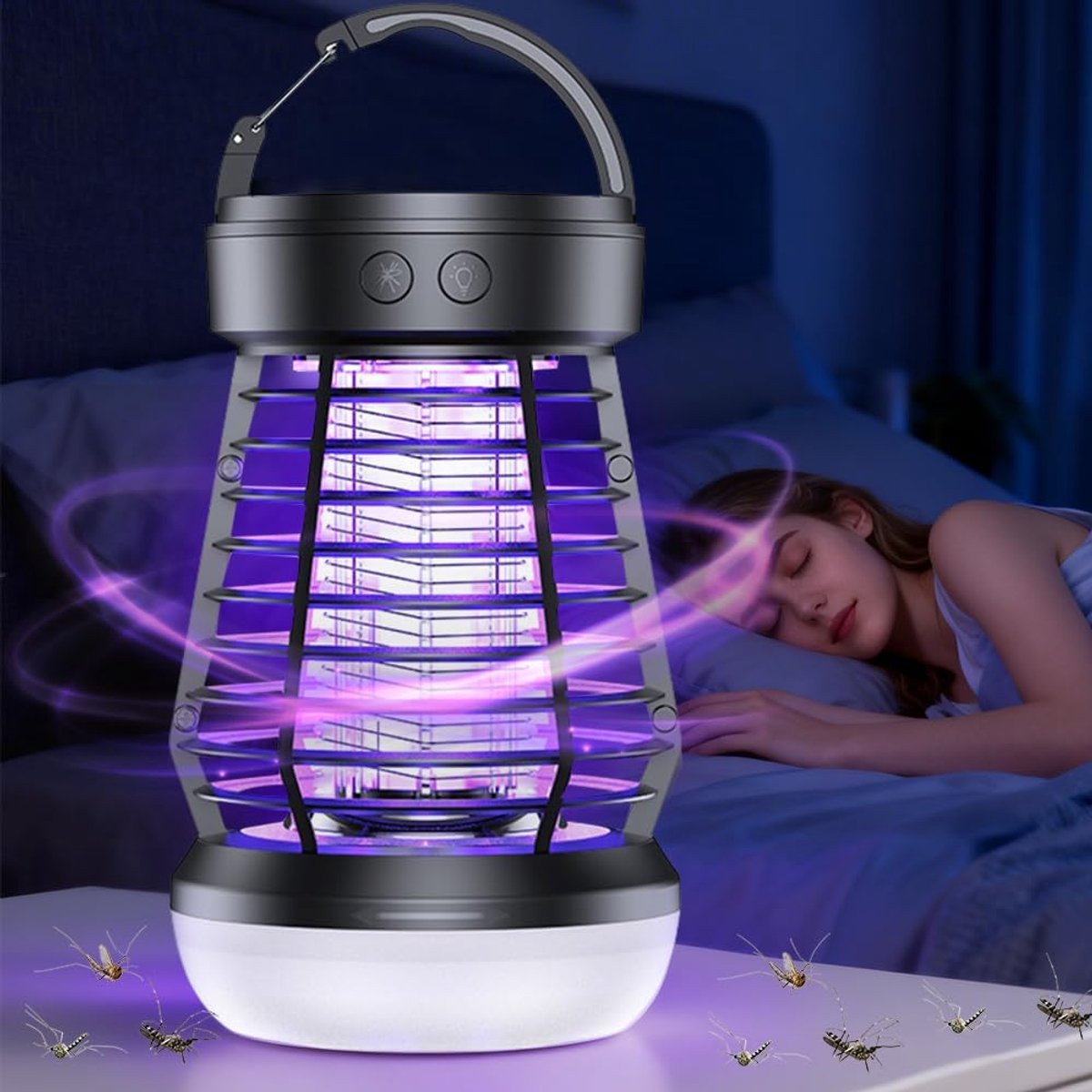 Thijox - Elektrische Insectenverdelger - Draagbare Muggenlamp met UV LED - Waterdicht en USB Oplaadbaar - Ideaal voor Camping, Tuin en Balkon - Insect