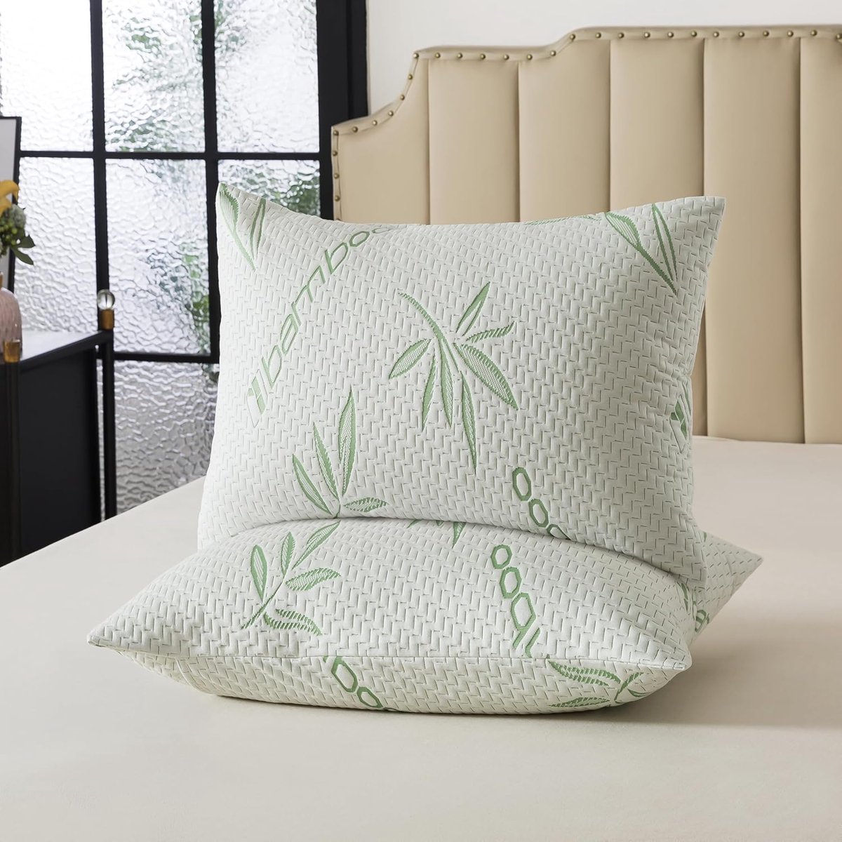 Thijox - Kussenbeschermer 50x70cm Set van 2 Waterdicht, Ademend en Anti-Allergene Kussensloop van 100% Bamboe met Envelopsluiting - Bescherming tegen