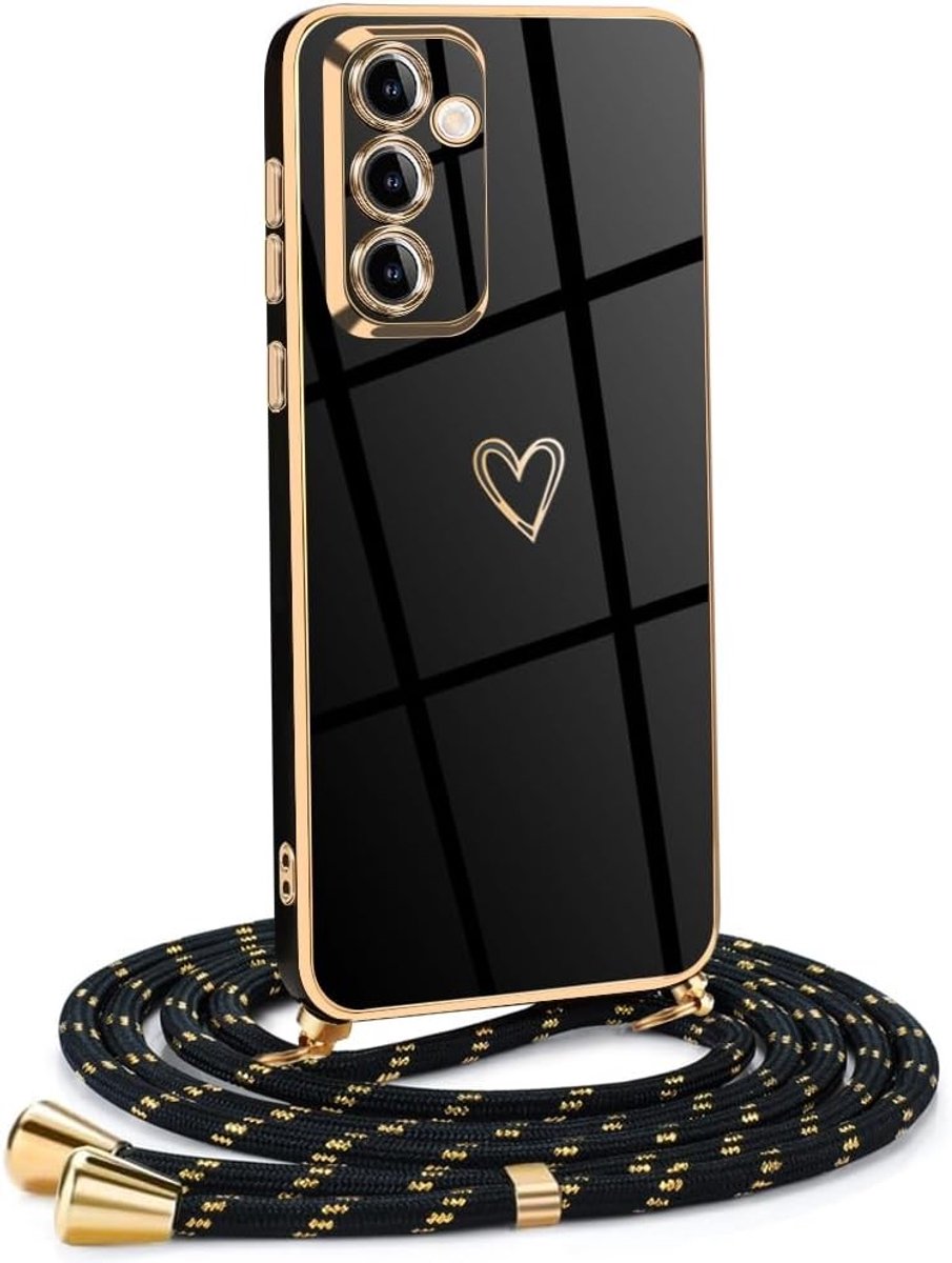 Elegante Hartvormige Nekband Hoes voor Samsung Galaxy S24, Beschermende TPU Cover met Strap voor Dames, Ideaal voor Dagelijks Gebruik en Bescherming