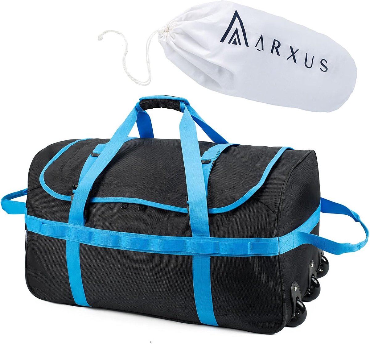 Thijox - Opvouwbare Duffel Bag met Wielen 85L - Ruime Handbagage Tas voor Reizen, Sport, Kamperen en Weekend Overnachtingen, Handgreep en Robuuste Rub