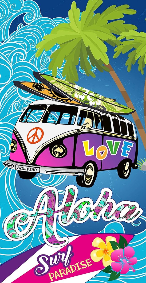 Thijox - Microvezel Strandlaken Aloha Multicolor 95 x 175 cm - Zacht, Sneldrogend, Ideaal voor Strand, Camping, Vakantie en Tuin