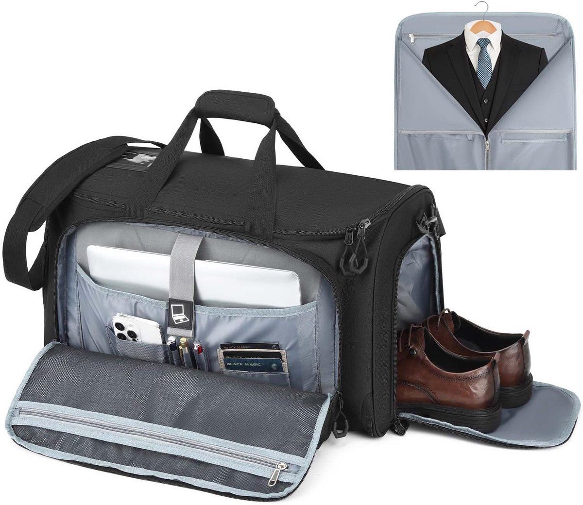 Thijox - Wandelbare Kledingzak Uniseks, Opvouwbare Reiskostuumtas, 2-in-1 Reistas voor Business, Sport en Weekend, Handbagage, Openklapbare Kledingtas